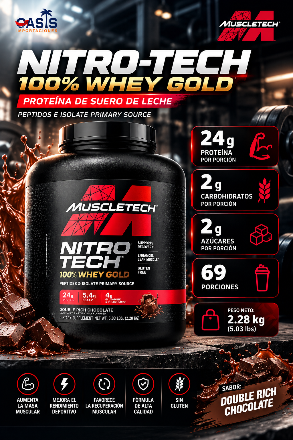 Proteína MuscleTech Nitro-Tech Whey Gold